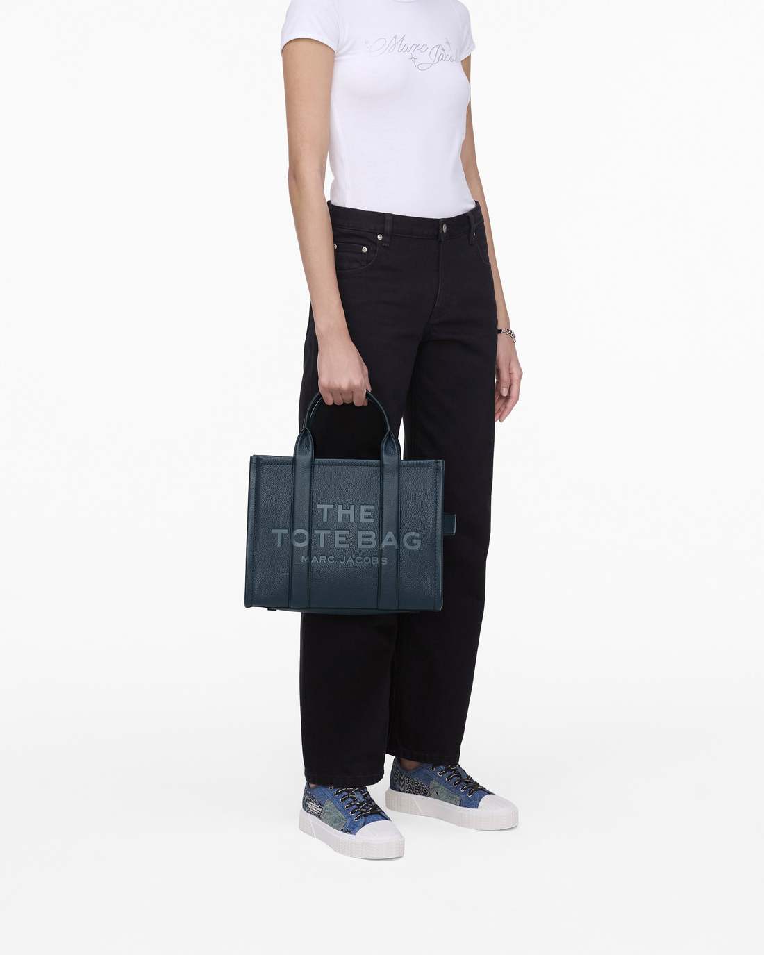 The Leather Medium Tote Bag Blue Sea Marc Jacobs