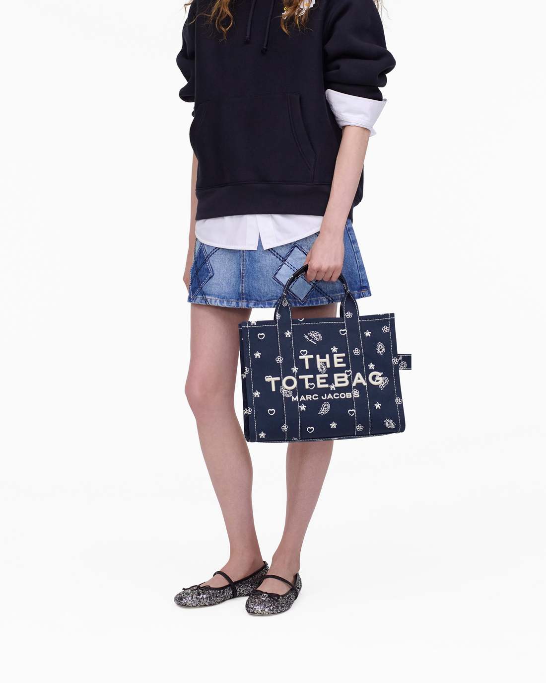 The Bandana Canvas Medium Tote Bag Navy Multi Marc Jacobs