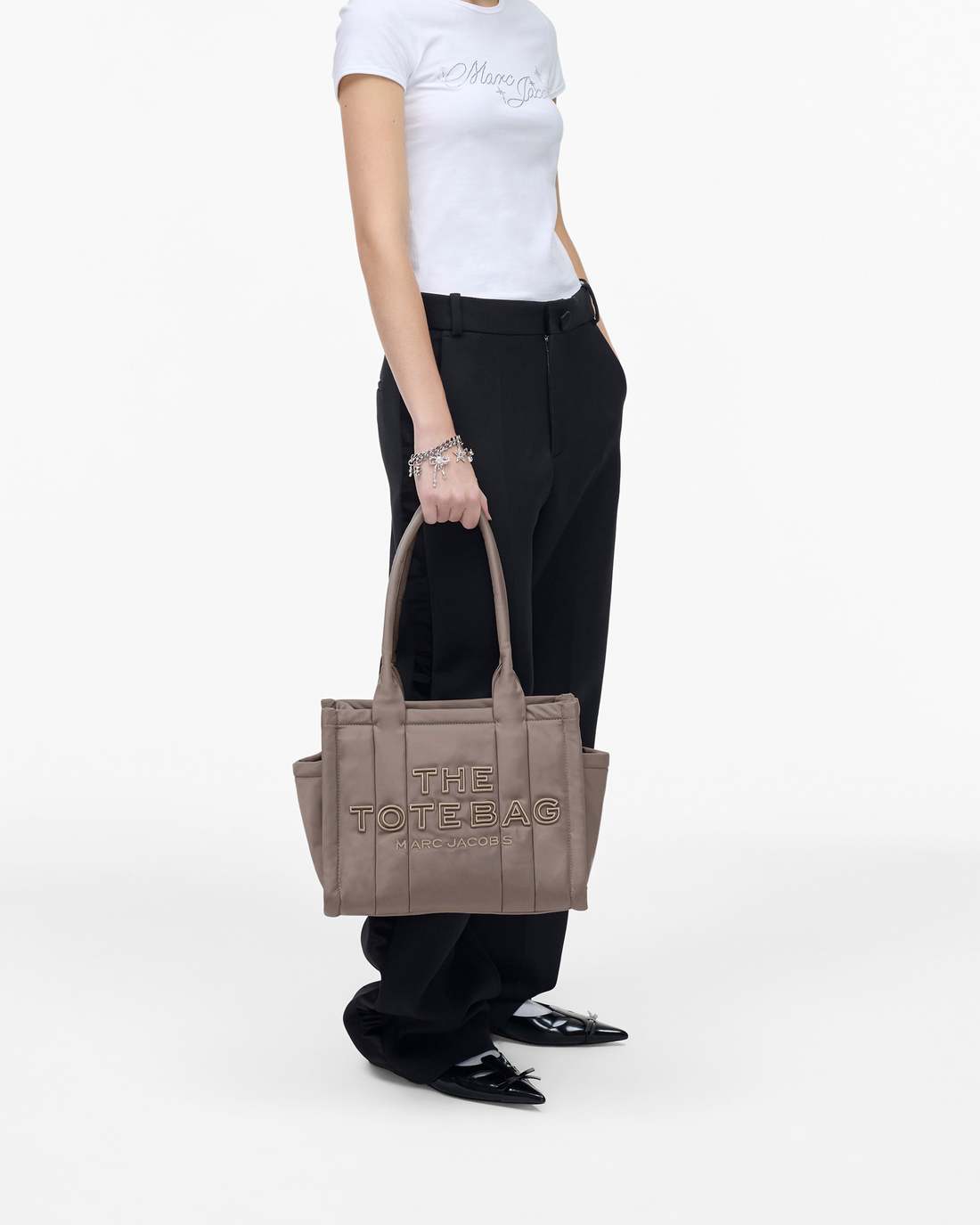 The Puffy Nylon Medium Tote Bag Cement Marc Jacobs