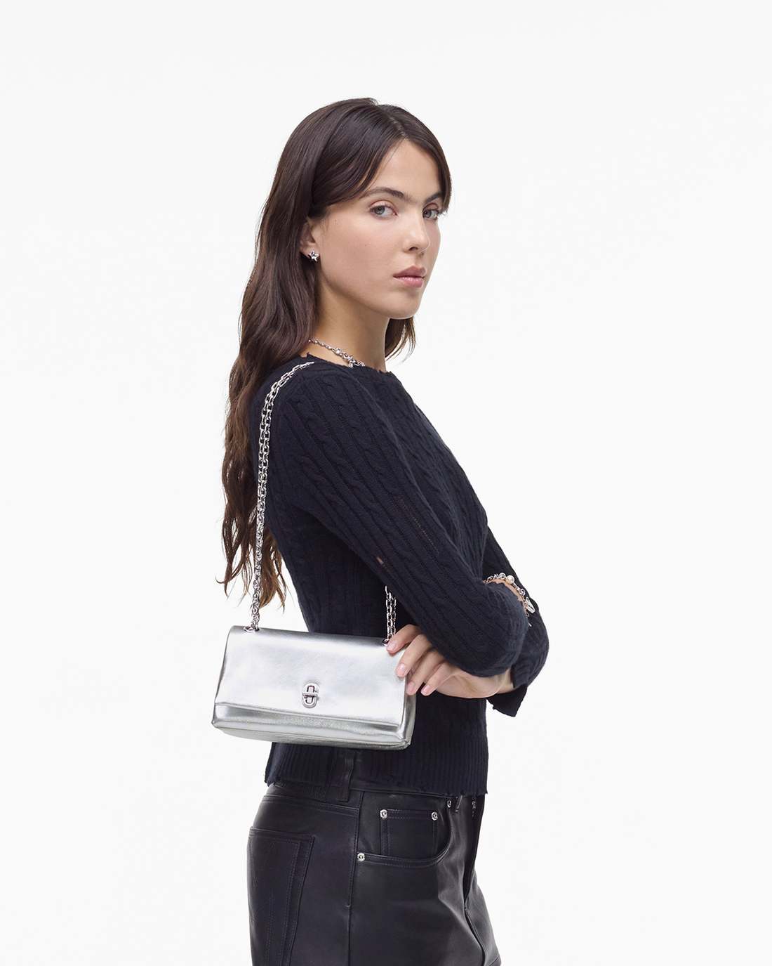 The Metallic Dual Chain Mini Bag Silver Marc Jacobs