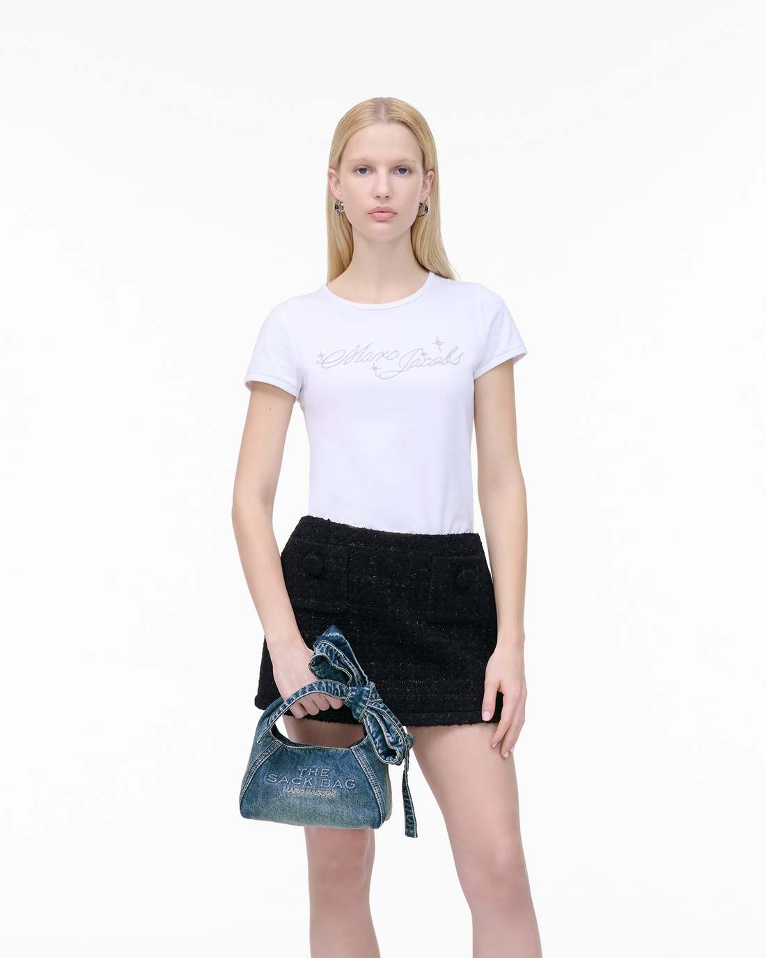 The Bow Denim Mini Sack Bag Medium Wash Indigo Marc Jacobs
