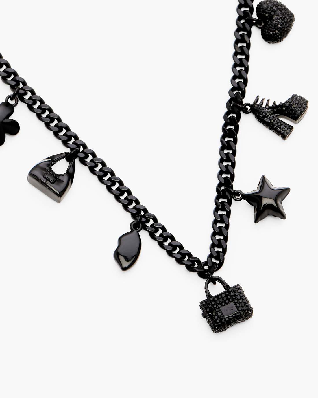 Mini Icon Pave Charm Necklace Black/Black Crystal Marc Jacobs