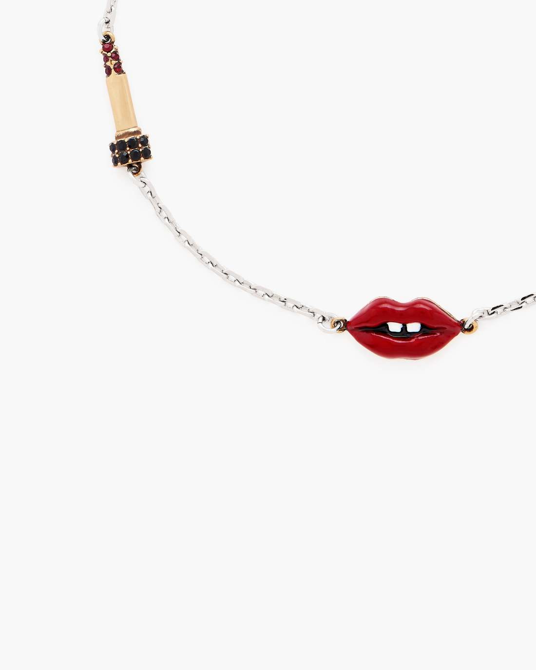 The Lips Slider Bracelet Silver/Red Marc Jacobs
