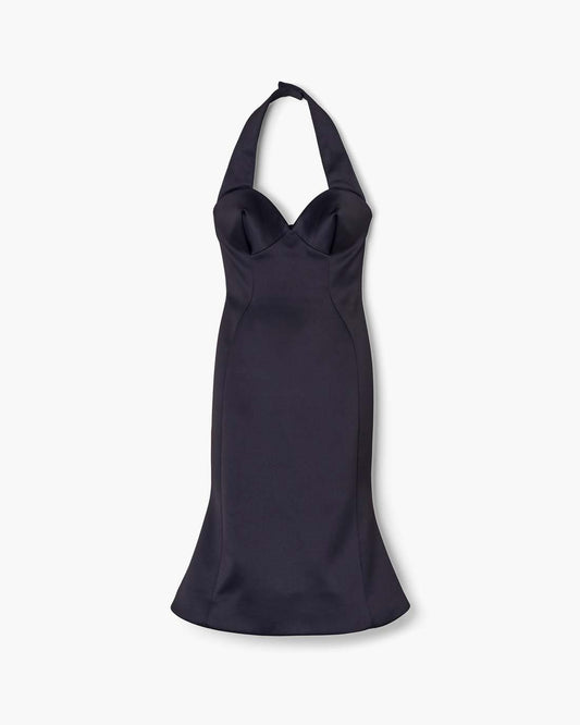 Sculpted Satin Halter Dress Black Marc Jacobs