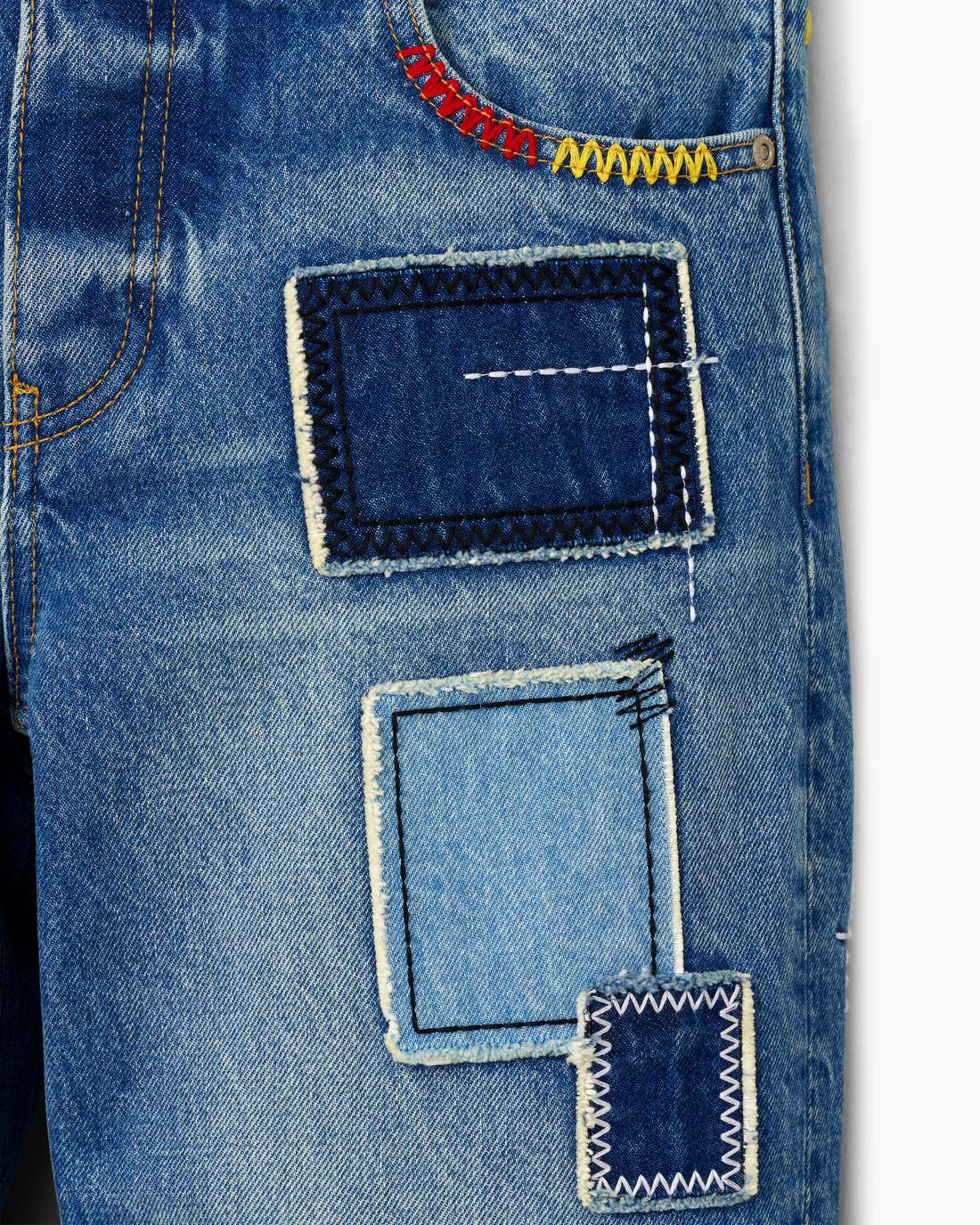 Patchwork Straight Jean Bright Indigo Marc Jacobs
