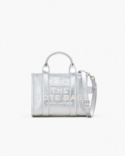 The Metallic Leather Small Tote Bag Metallic Silver Marc Jacobs