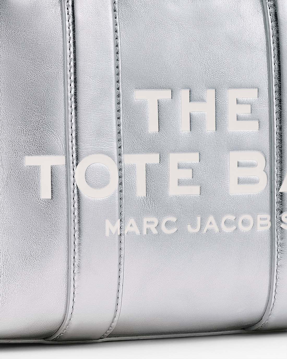 The Metallic Leather Small Tote Bag Metallic Silver Marc Jacobs