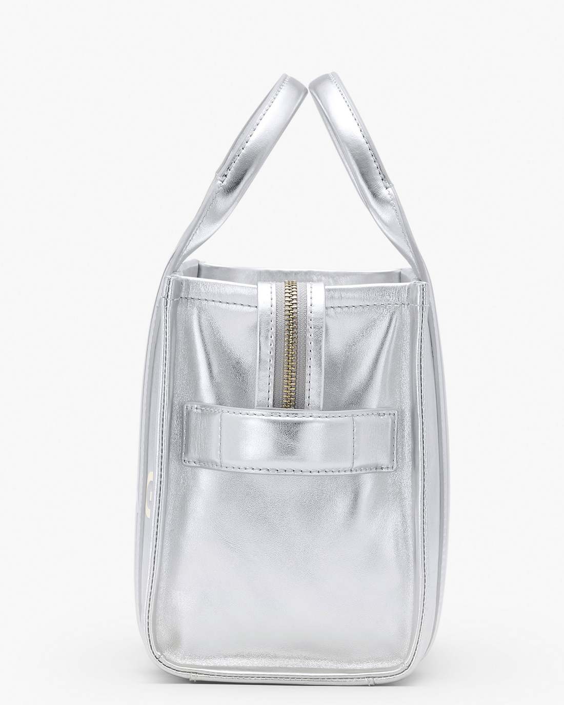 The Metallic Leather Small Tote Bag Metallic Silver Marc Jacobs