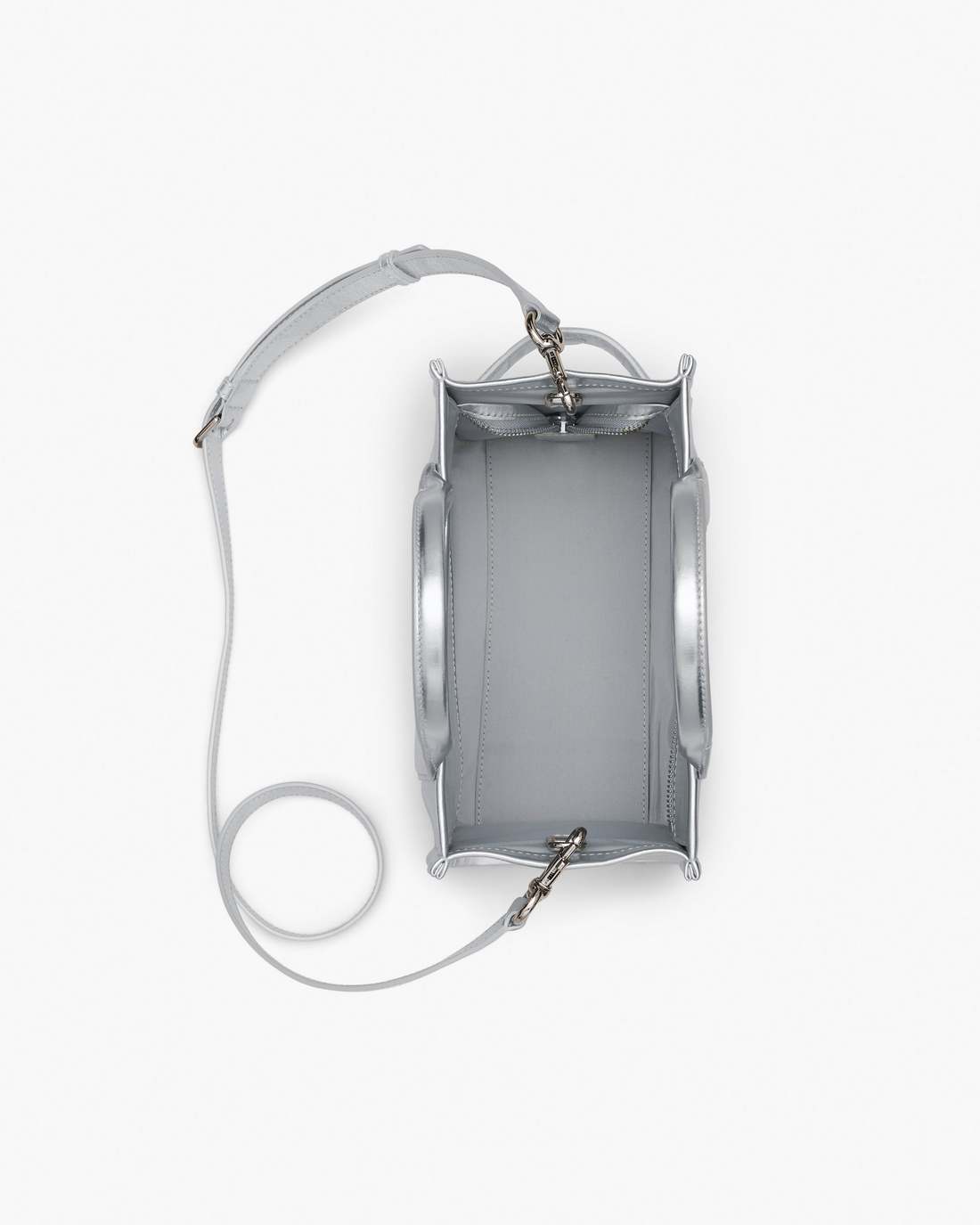The Metallic Leather Small Tote Bag Metallic Silver Marc Jacobs