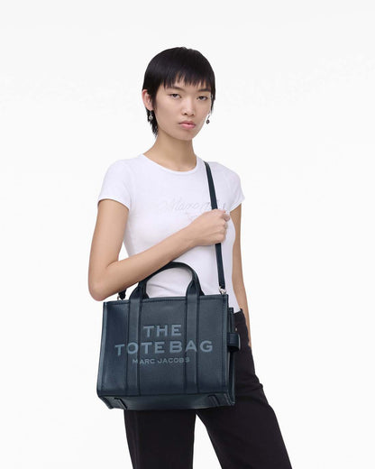 The Leather Medium Tote Bag Blue Sea Marc Jacobs
