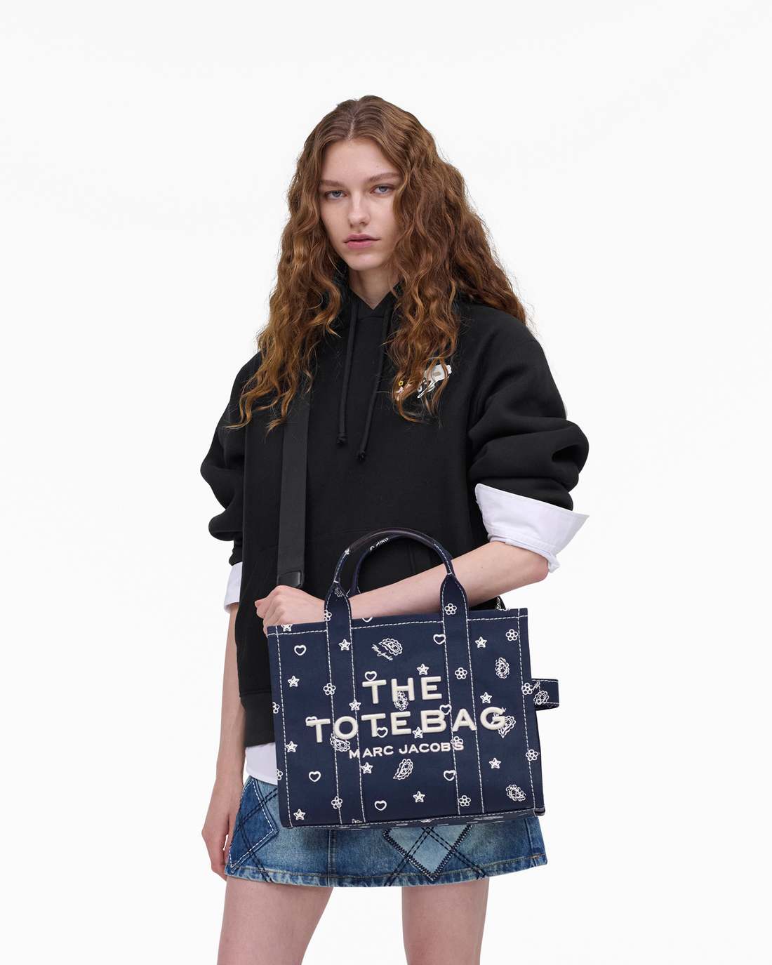 The Bandana Canvas Medium Tote Bag Navy Multi Marc Jacobs