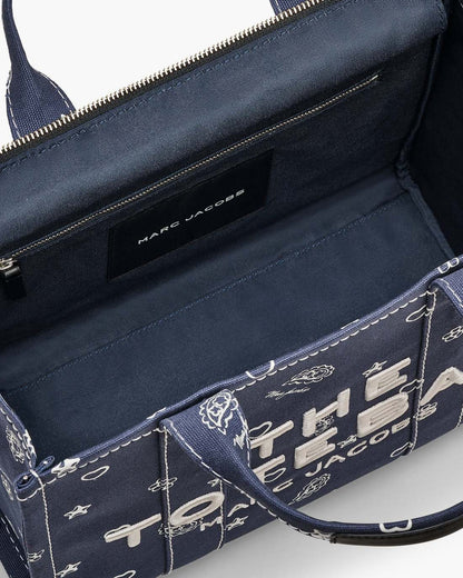The Bandana Canvas Medium Tote Bag Navy Multi Marc Jacobs