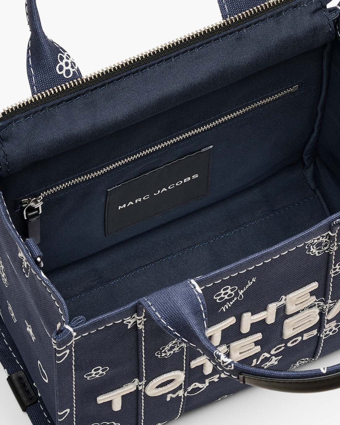 The Bandana Canvas Small Tote Bag Navy Multi Marc Jacobs