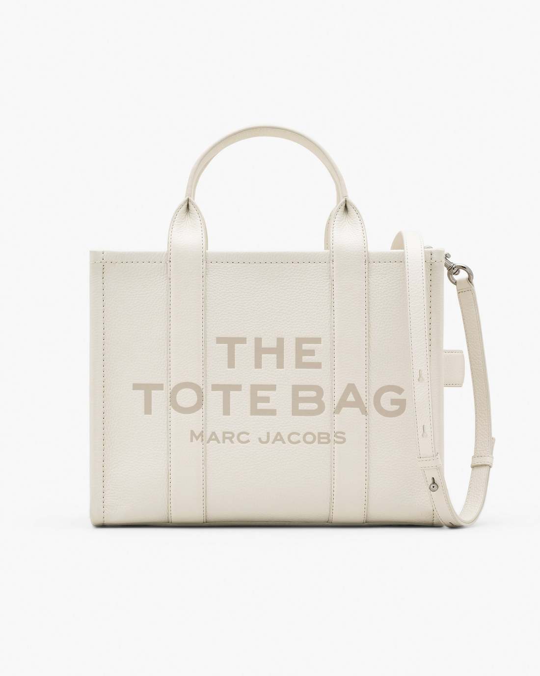 The Leather Medium Tote Bag Cotton/Silver Marc Jacobs