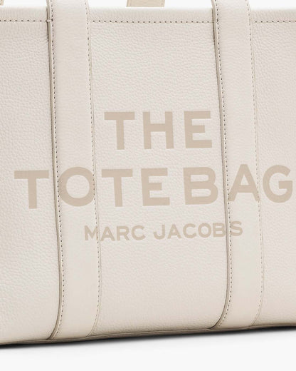 The Leather Medium Tote Bag Cotton/Silver Marc Jacobs