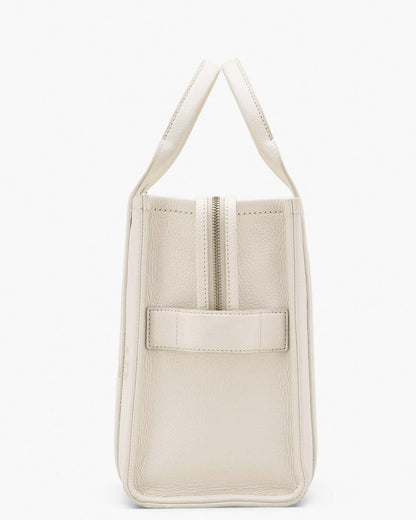 The Leather Medium Tote Bag Cotton/Silver Marc Jacobs