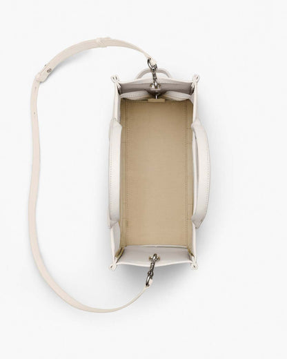 The Leather Medium Tote Bag Cotton/Silver Marc Jacobs