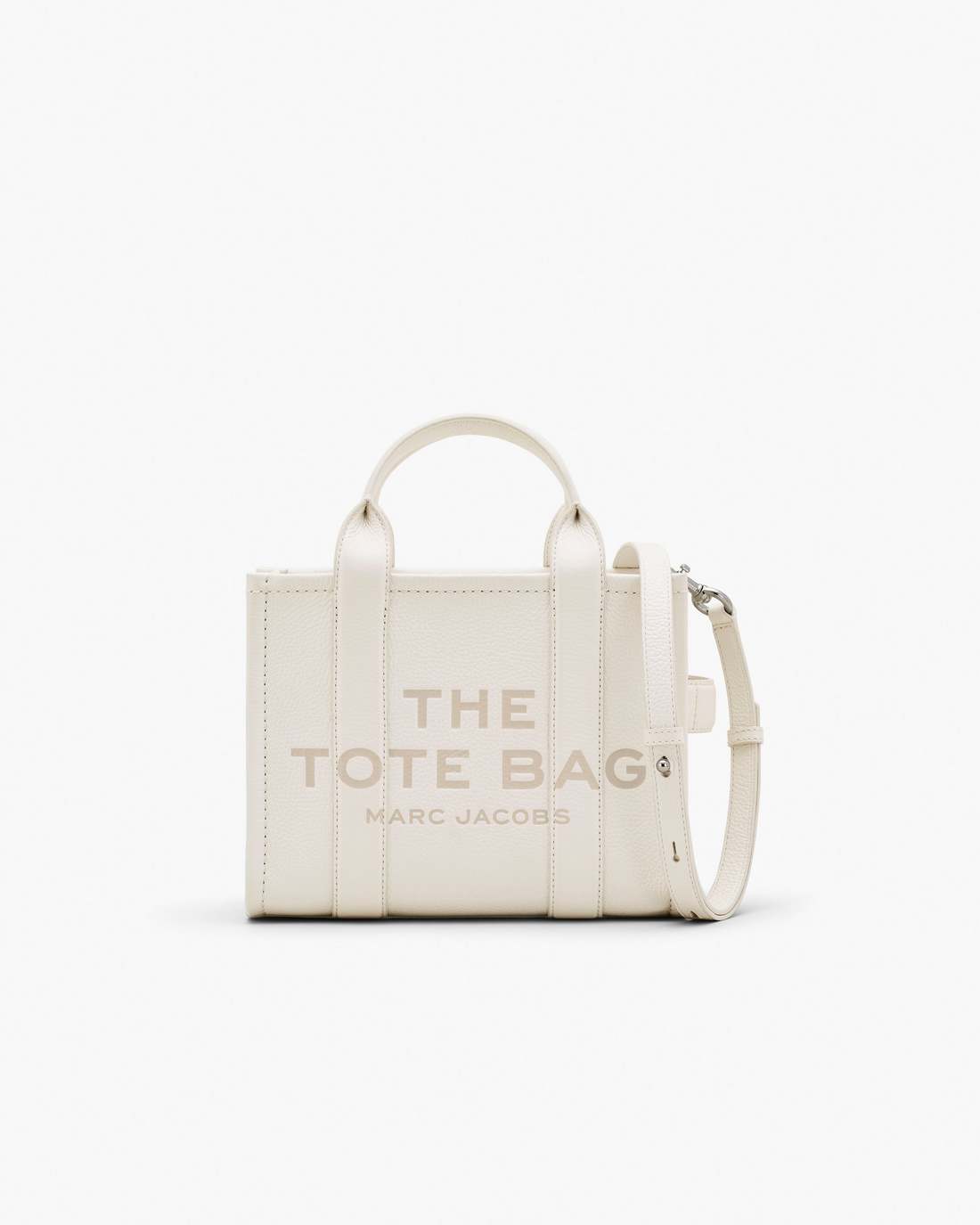 The Leather Small Tote Bag Cotton/Silver Marc Jacobs