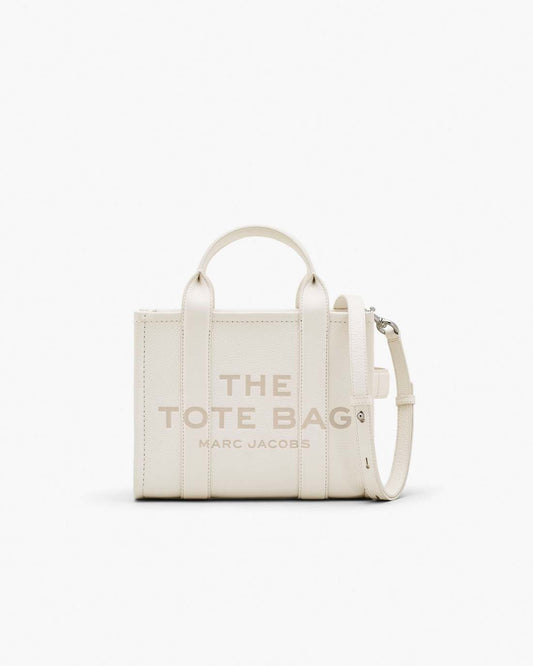 The Leather Small Tote Bag Cotton/Silver Marc Jacobs