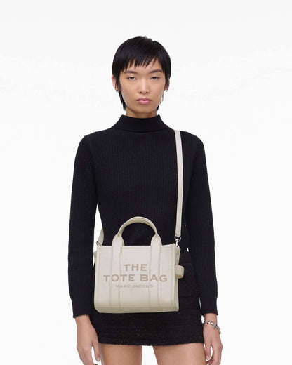 The Leather Small Tote Bag Cotton/Silver Marc Jacobs