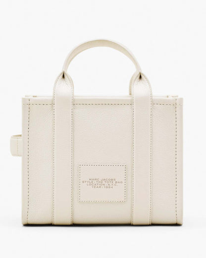 The Leather Small Tote Bag Cotton/Silver Marc Jacobs