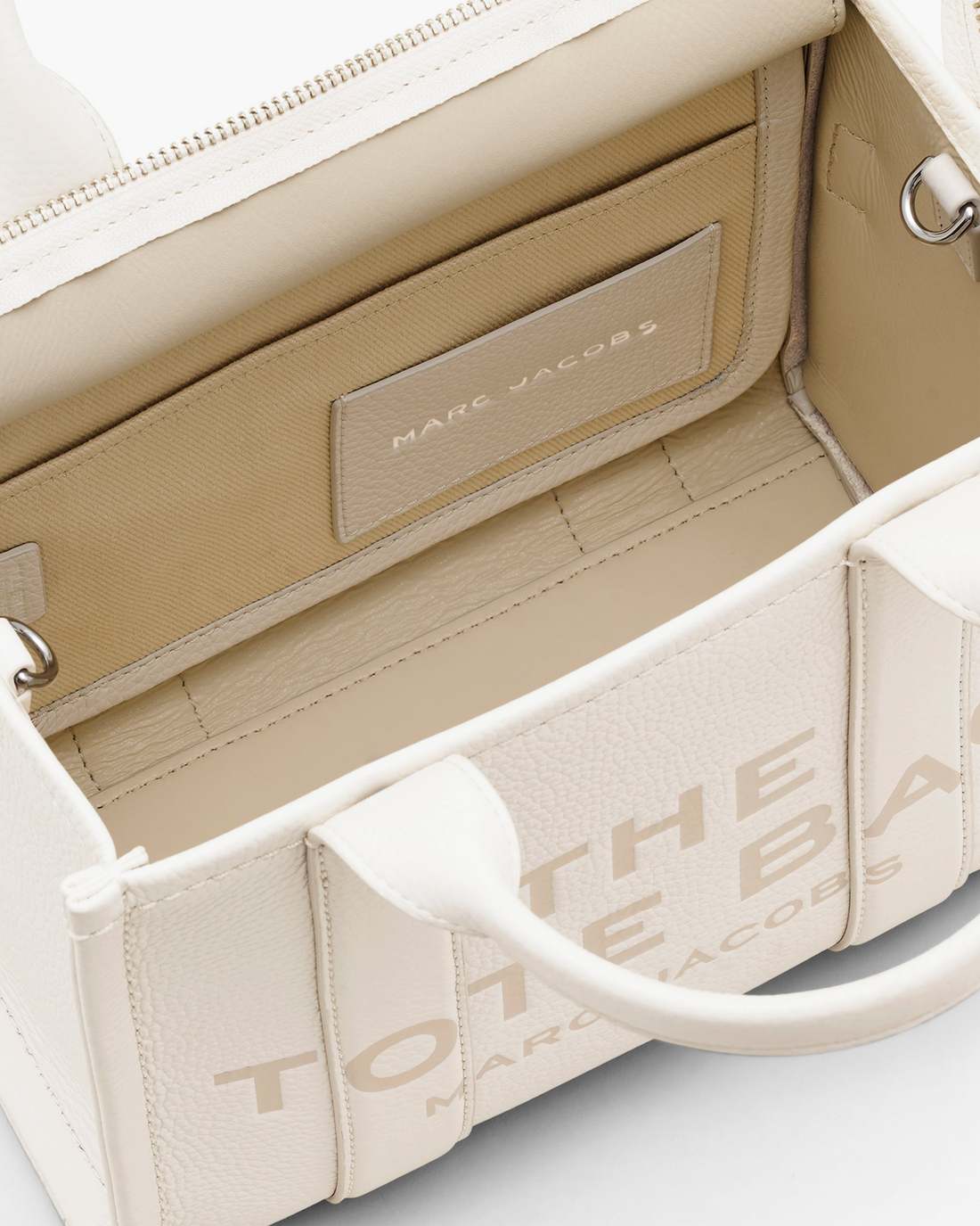 The Leather Small Tote Bag Cotton/Silver Marc Jacobs