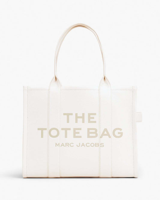 The Leather Large Tote Bag Cotton/Silver Marc Jacobs