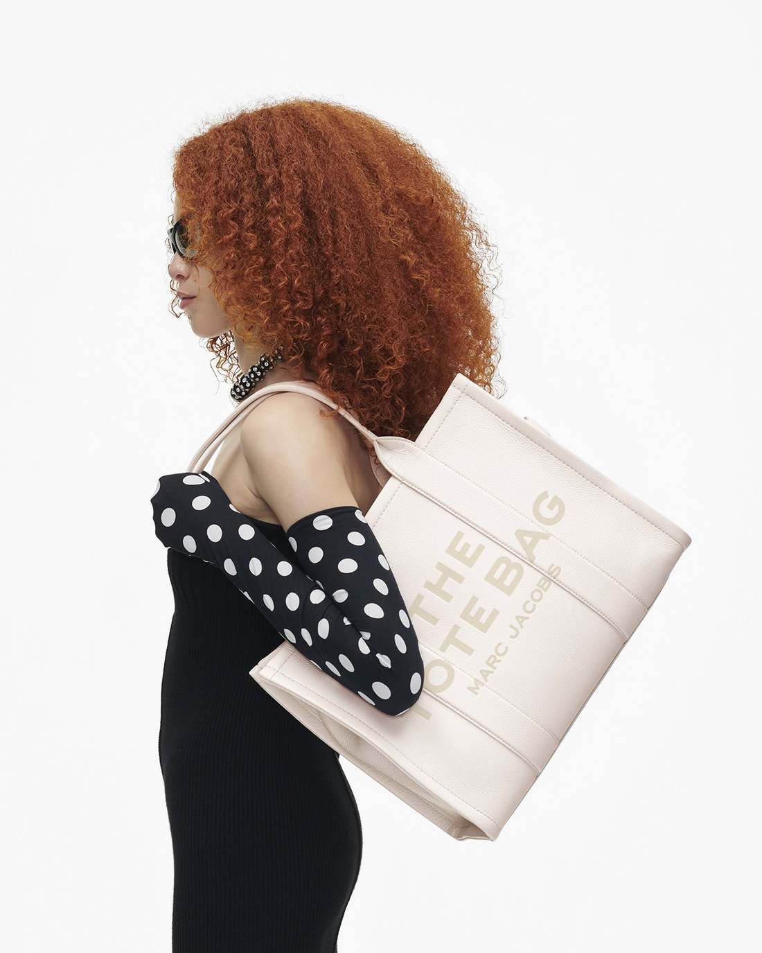 The Leather Large Tote Bag Cotton/Silver Marc Jacobs