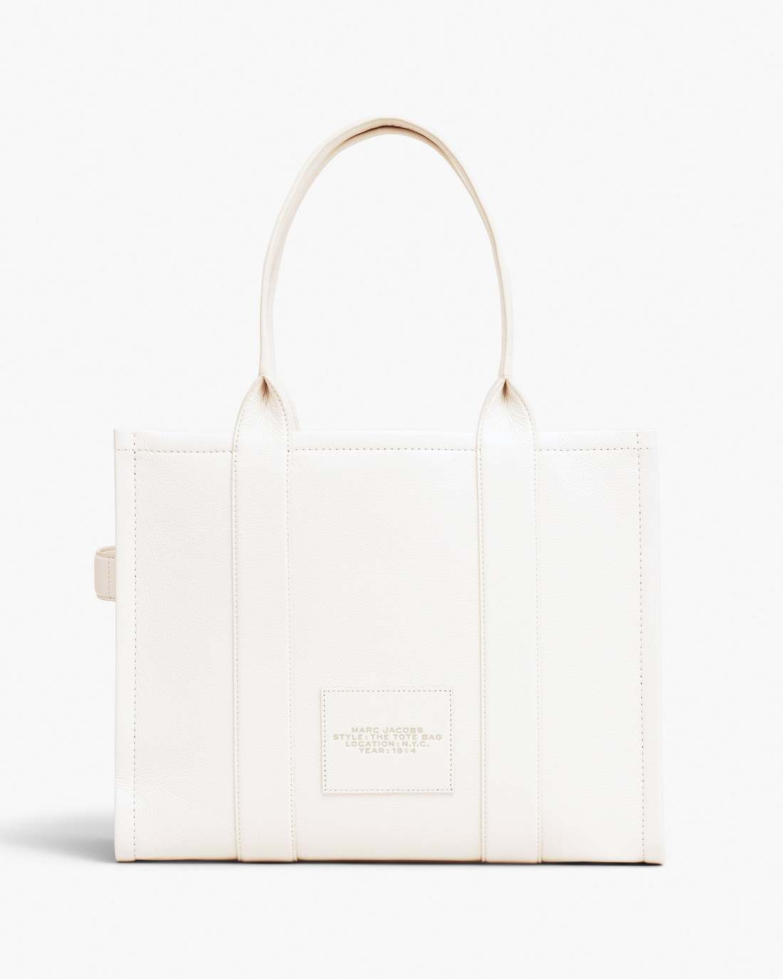 The Leather Large Tote Bag Cotton/Silver Marc Jacobs