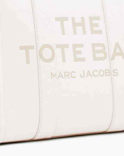 The Leather Large Tote Bag Cotton/Silver Marc Jacobs