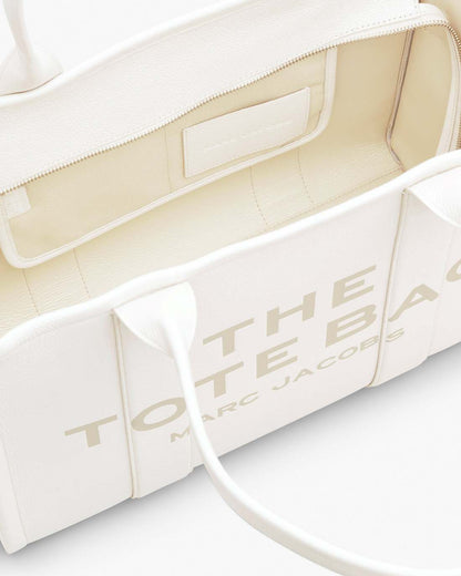 The Leather Large Tote Bag Cotton/Silver Marc Jacobs
