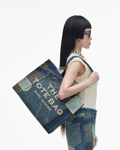 The Deconstructed Denim Large Tote Bag Indigo Multi Marc Jacobs