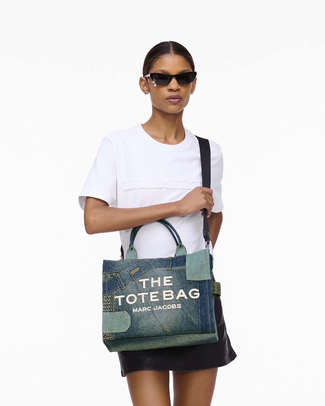 The Deconstructed Denim Medium Tote Bag Indigo Multi Marc Jacobs