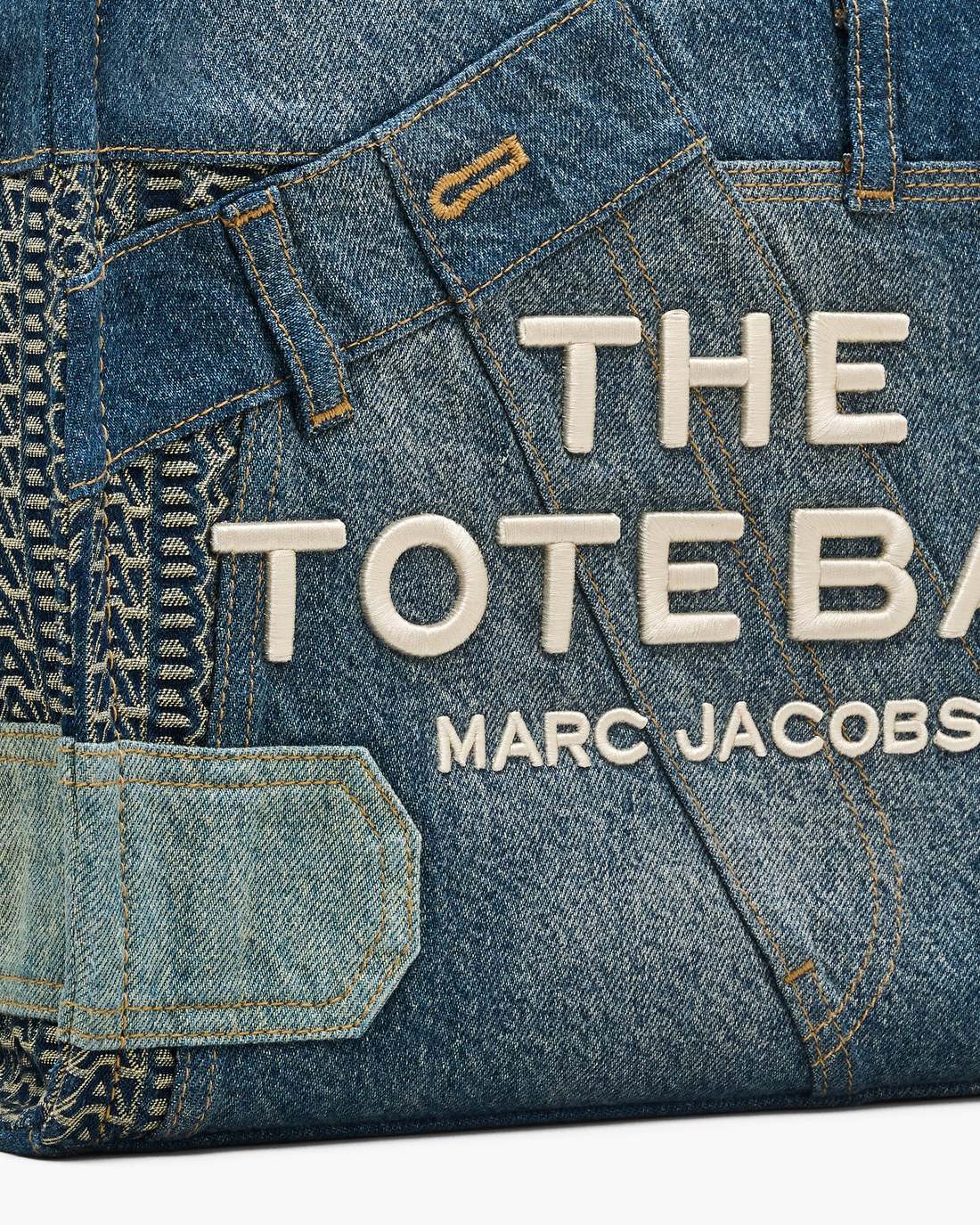 The Deconstructed Denim Medium Tote Bag Indigo Multi Marc Jacobs