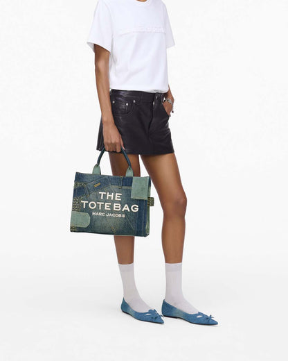 The Deconstructed Denim Medium Tote Bag Indigo Multi Marc Jacobs