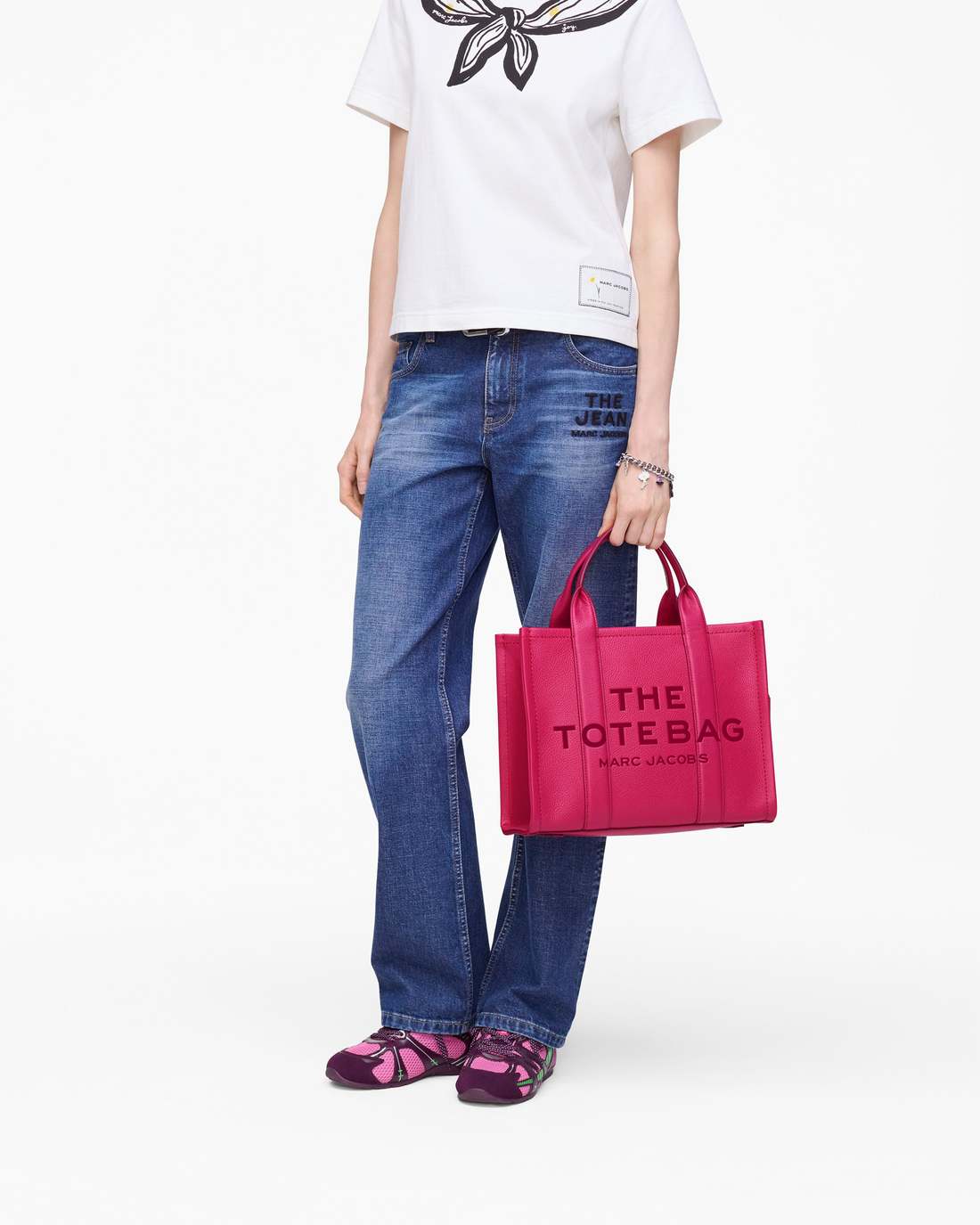 The Leather Medium Tote Bag Raspberry Pink Marc Jacobs