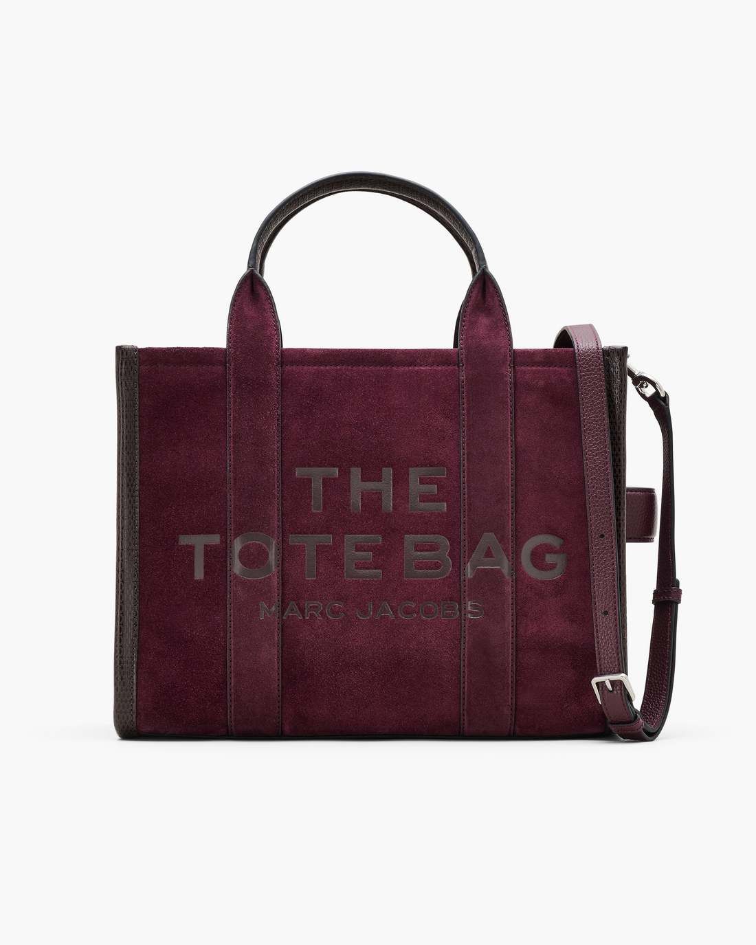 The Suede Medium Tote Bag Dark Plum Marc Jacobs
