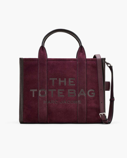 The Suede Medium Tote Bag Dark Plum Marc Jacobs