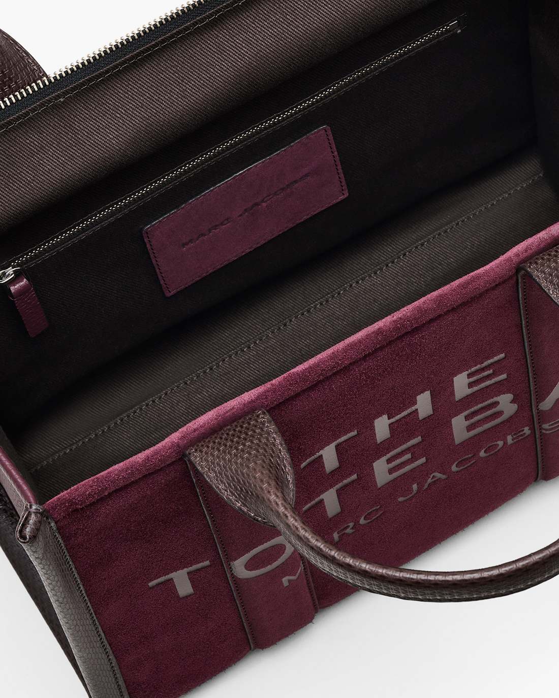 The Suede Medium Tote Bag Dark Plum Marc Jacobs
