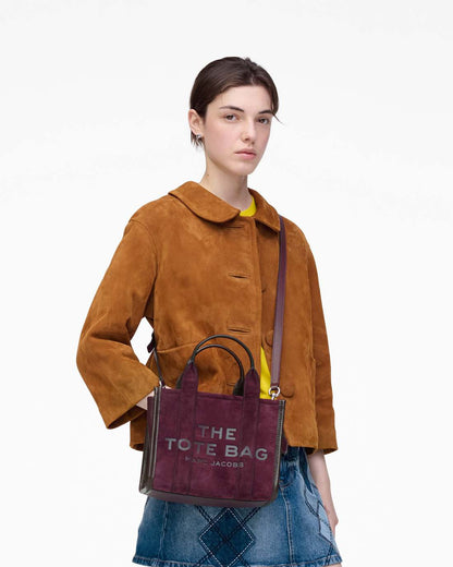 The Suede Small Tote Bag Dark Plum Marc Jacobs