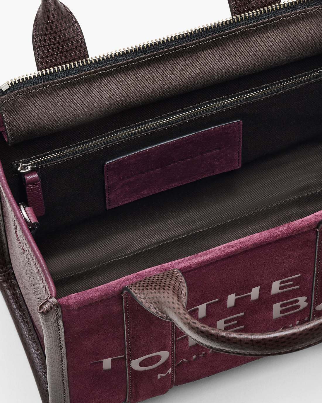 The Suede Small Tote Bag Dark Plum Marc Jacobs