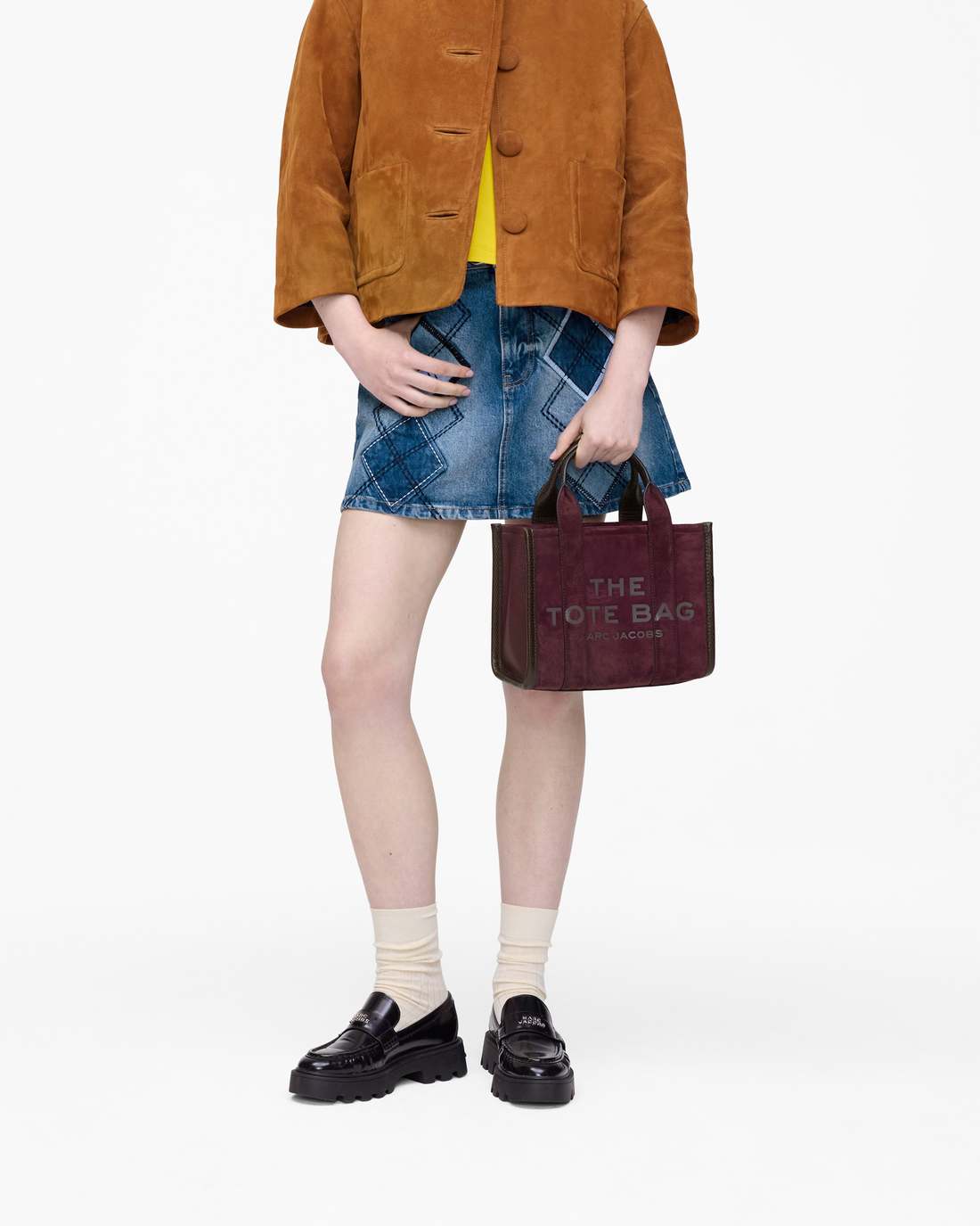The Suede Small Tote Bag Dark Plum Marc Jacobs