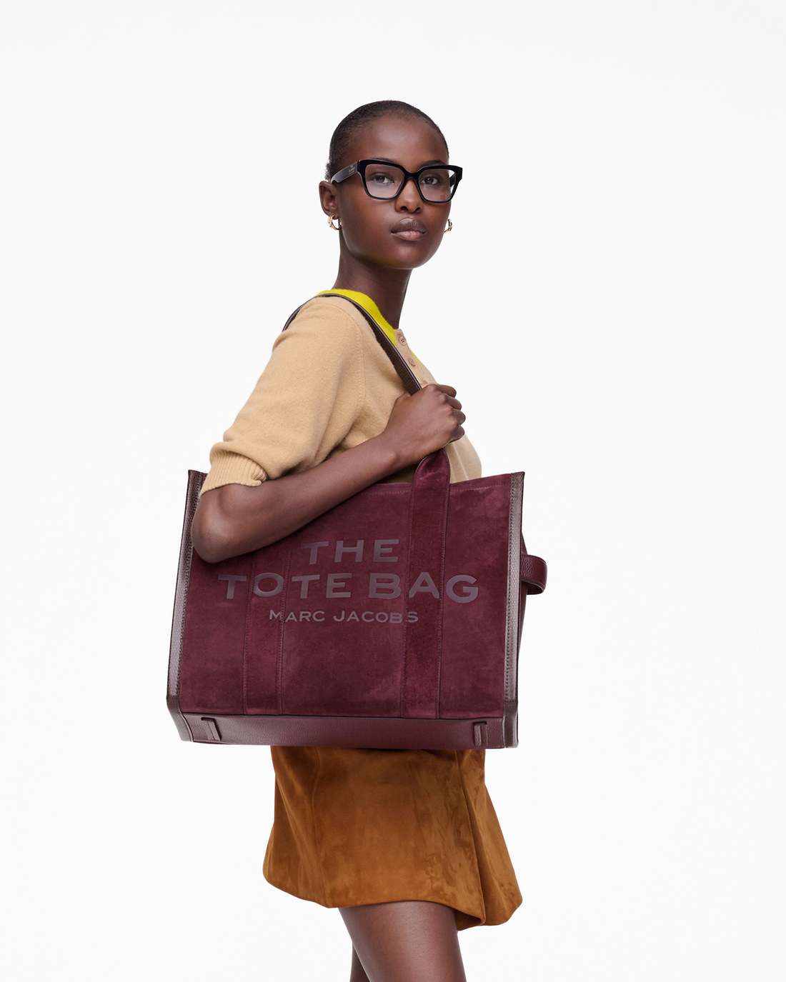 The Suede Large Tote Bag Dark Plum Marc Jacobs