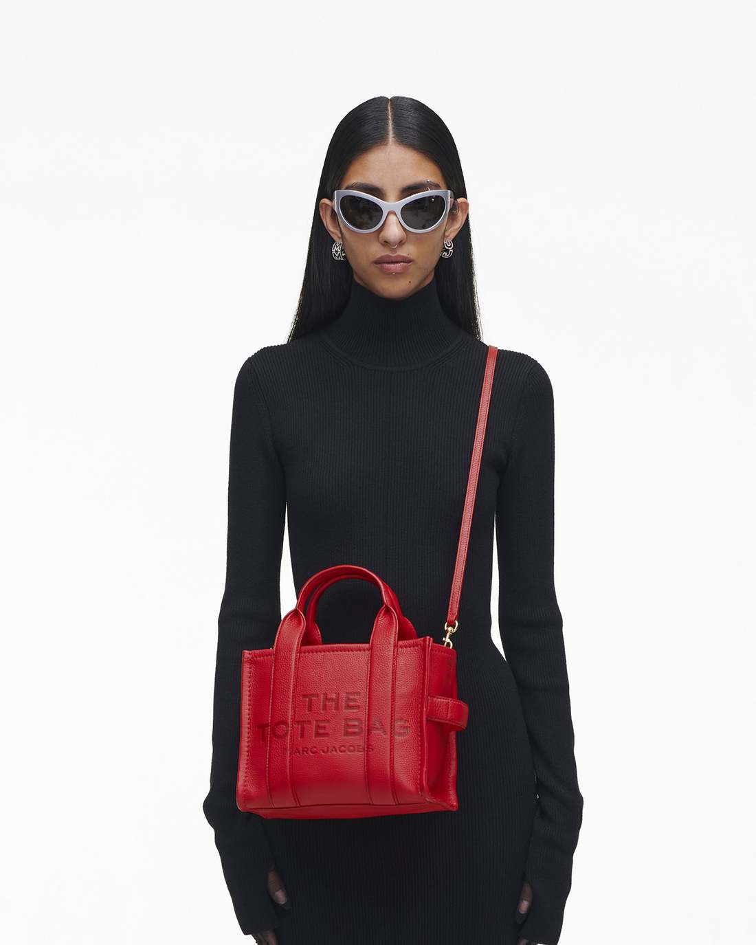The Leather Small Tote Bag True Red Marc Jacobs