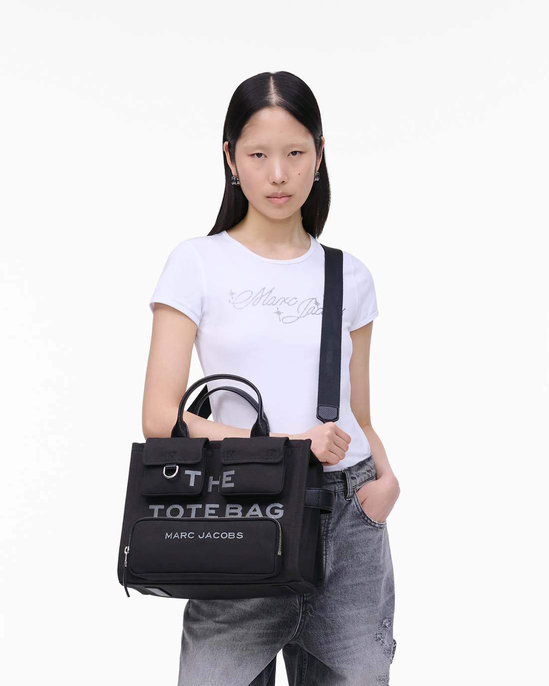 The Cargo Canvas Medium Tote Bag Black Marc Jacobs