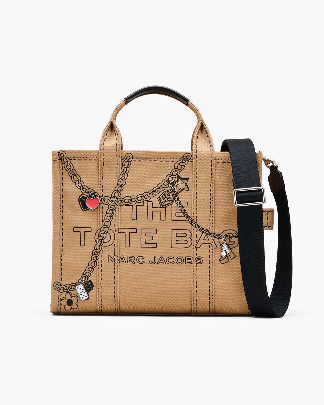 The Trompe L'Oeil Charm Canvas Medium Tote Bag Camel Multi Marc Jacobs