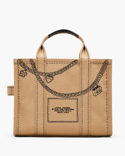 The Trompe L'Oeil Charm Canvas Medium Tote Bag Camel Multi Marc Jacobs