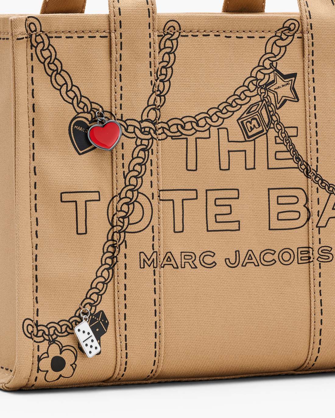 The Trompe L'Oeil Charm Canvas Medium Tote Bag Camel Multi Marc Jacobs