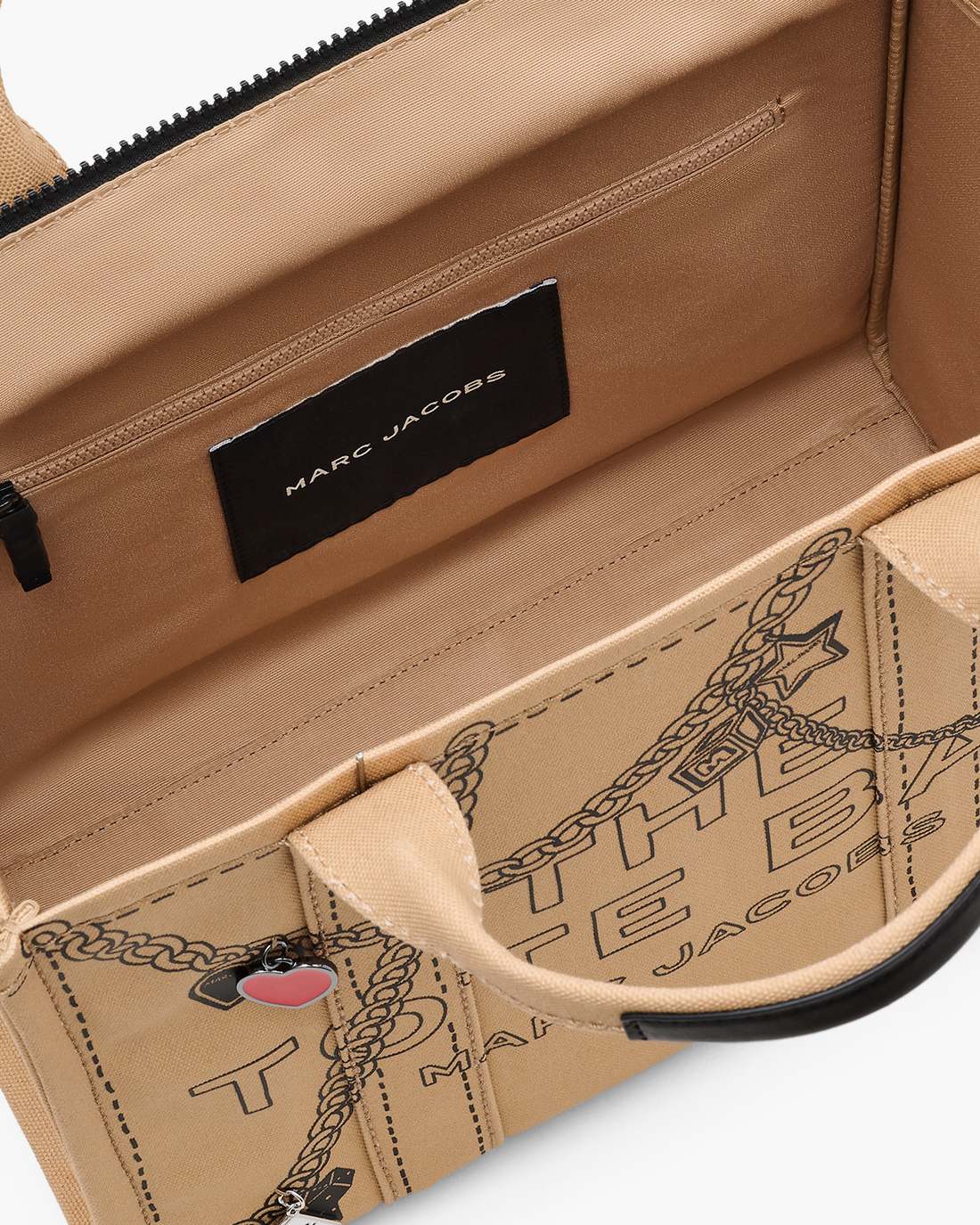 The Trompe L'Oeil Charm Canvas Medium Tote Bag Camel Multi Marc Jacobs