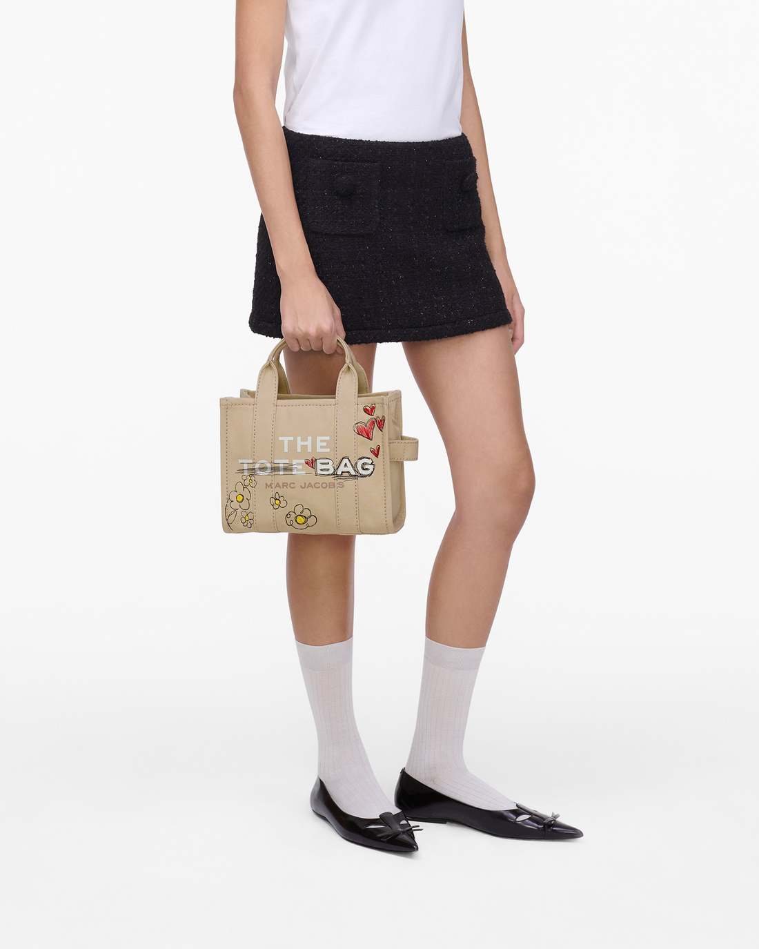 The Daisy Doodle Canvas Small Tote Bag Beige Multi Marc Jacobs